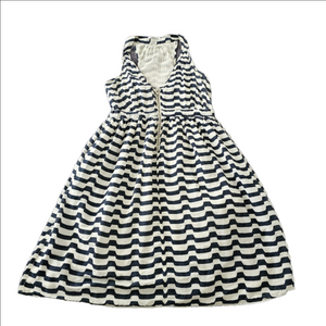 Pinky Striped Nautical Dress Cotton Racer Back Navy Blue/ Light Beige Small